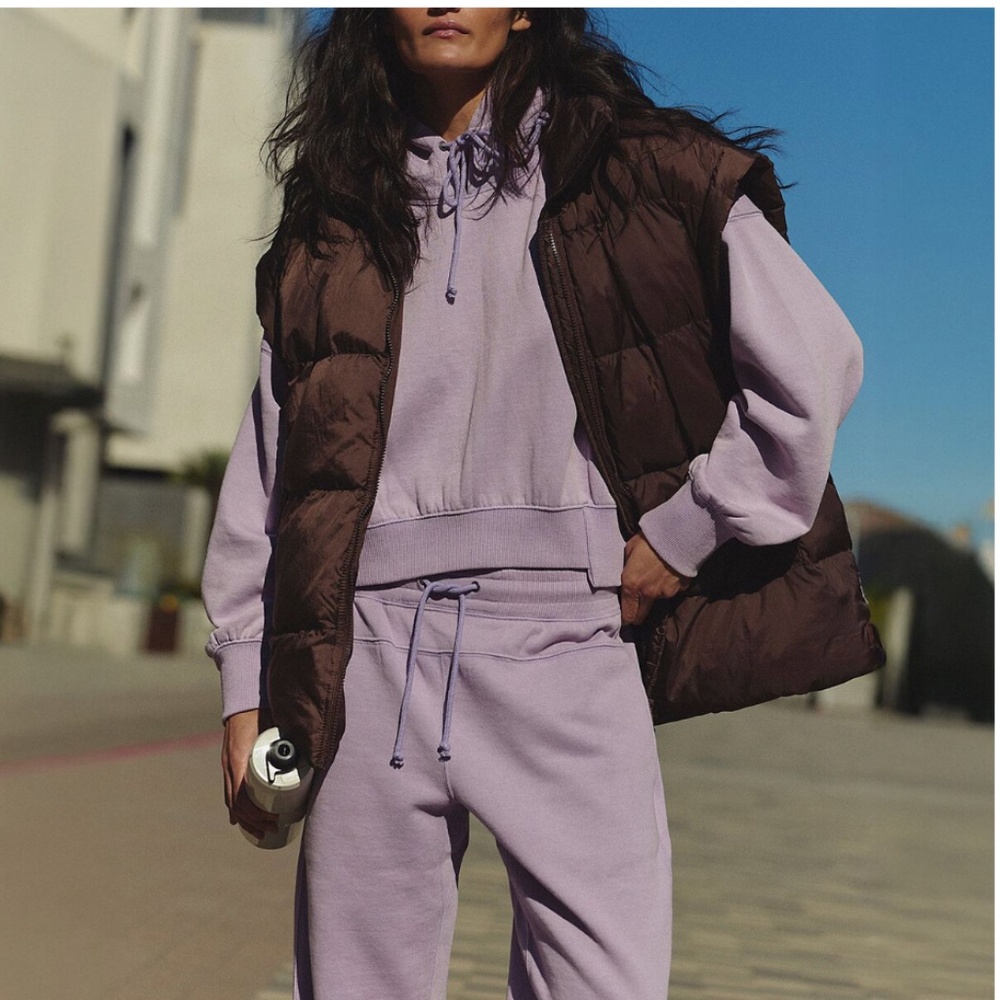 Free People Movement Undefeated lilac hoodie cropped M